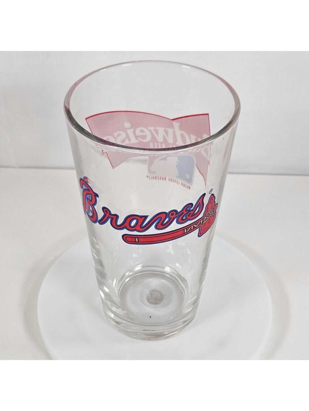 Vintage Budweiser Official Beer Major League Baseball pint Atlanta Braves logo